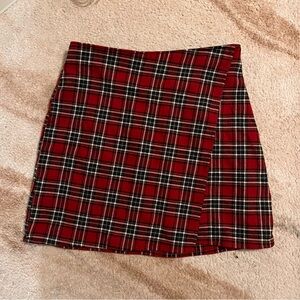 Hollister Red and Green Plaid Mini Skirt